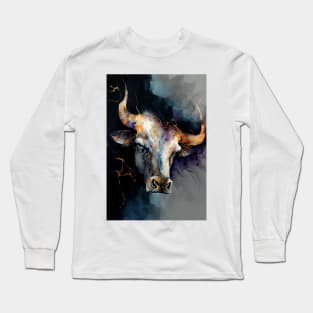 The Bull Head - Semi Abstract Alcohol Ink Resin Art Long Sleeve T-Shirt